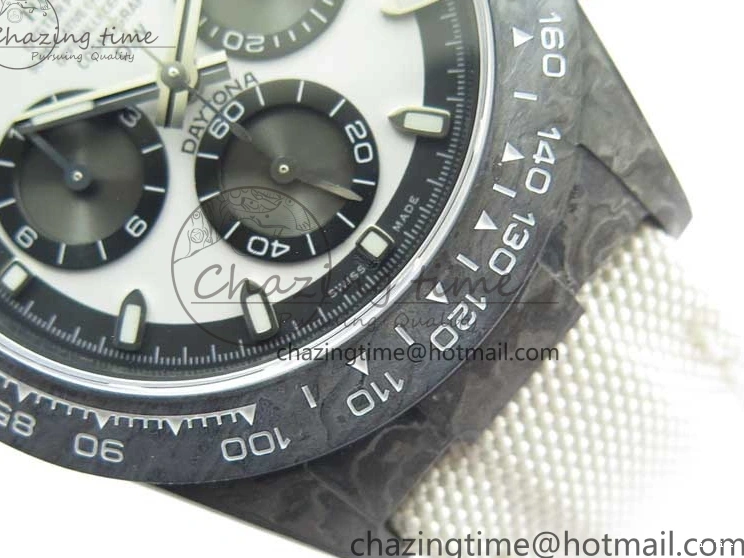 MiroTime 0215 WrinkleFree Daytona DIW Carbon Noob 1:1 Best Edition White Black Dial on Nylon Strap SA 2614